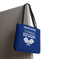Load image into Gallery viewer, "Pickleball Makes Me Say Bad Words" 1 - Canvas Tote 18" x 18" - PERSONALIZED