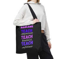 Load image into Gallery viewer, "Teach Compassion. Teach Kindness. Teach Confidence." 1 - Canvas Tote 18" x 18" - PERSONALIZED
