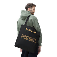 Load image into Gallery viewer, "Pickleball Leopard" 2 - Canvas Tote 18" x 18" - PERSONALIZED