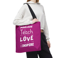 Load image into Gallery viewer, "Teach Love Inspire" 2 - Canvas Tote 18" x 18" - PERSONALIZED