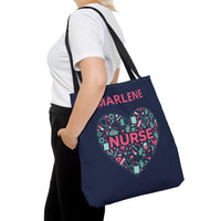 Load image into Gallery viewer, "Nurse Heart Tools" 2 - Canvas Tote 18" x 18" - PERSONALIZED