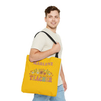 Load image into Gallery viewer, "Teacher. Teach Them. Love Them. Watch Them Grow." 3 - Canvas Tote 18" x 18" - PERSONALIZED
