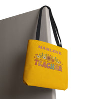 Load image into Gallery viewer, "Teacher. Teach Them. Love Them. Watch Them Grow." 3 - Canvas Tote 18" x 18" - PERSONALIZED
