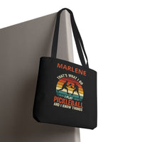 Load image into Gallery viewer, "That's What I Do I Play Pickleball and I Know Things" 1 - Canvas Tote 18" x 18" - PERSONALIZED
