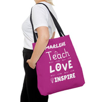 Load image into Gallery viewer, "Teach Love Inspire" 2 - Canvas Tote 18" x 18" - PERSONALIZED