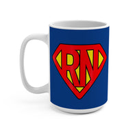 Load image into Gallery viewer, "RN" Superhero Shield Ceramic Mug — 15oz Nurse Coffee Cup | Printed On Demand • Perfect Nurse Gift