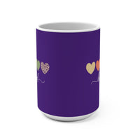 Load image into Gallery viewer, "Be Kind" Hearts 15oz Ceramic Mug 4 — Hearts Design • Inspirational Coffee Cup | Printed On Demand