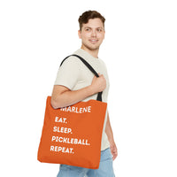 Load image into Gallery viewer, "Eat Sleep Pickleball Repeat" 1 - Canvas Tote 18" x 18" - PERSONALIZED