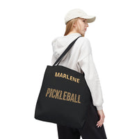 Load image into Gallery viewer, "Pickleball Leopard" 2 - Canvas Tote 18" x 18" - PERSONALIZED