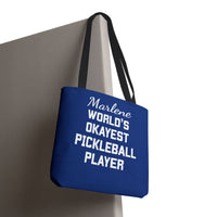 Load image into Gallery viewer, "World's Okayest Pickleball Player" 1 - Canvas Tote 18" x 18" - PERSONALIZED