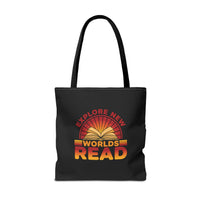 Load image into Gallery viewer, "Explore New Worlds Read" - Canvas Tote 18" x 18" - PERSONALIZED