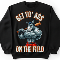 Load image into Gallery viewer, "Get Yo Ass" Baseball - On The Field 01 - Gildan 18000 Crewneck Sweatshirt