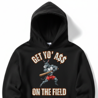 Load image into Gallery viewer, "Get Yo Ass" Baseball - On The Field 02 - Lane Seven LS14001 Premium Hooded Sweatshirt