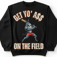 Load image into Gallery viewer, "Get Yo Ass" Baseball - On The Field 03 - Gildan 18000 Crewneck Sweatshirt