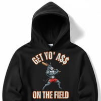 Load image into Gallery viewer, "Get Yo Ass" Baseball - On The Field 03 - Lane Seven LS14001 Premium Hooded Sweatshirt