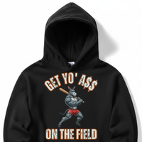 Load image into Gallery viewer, "Get Yo Ass" Baseball - On The Field 04 - Lane Seven LS14001 Premium Hooded Sweatshirt