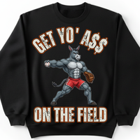 Load image into Gallery viewer, "Get Yo Ass" Baseball - On The Field 05 - Gildan 18000 Crewneck Sweatshirt