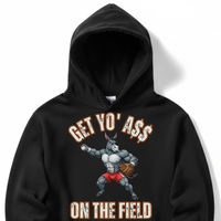 Load image into Gallery viewer, "Get Yo Ass" Baseball - On The Field 06 - Lane Seven LS14001 Premium Hooded Sweatshirt
