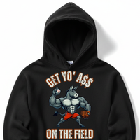 Load image into Gallery viewer, "Get Yo Ass" Baseball - On The Field 08 - Lane Seven LS14001 Premium Hooded Sweatshirt