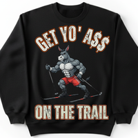 Load image into Gallery viewer, "Get Yo Ass" Cross Country Skiing - On The Trail 01 - Gildan 18000 Crewneck Sweatshirt