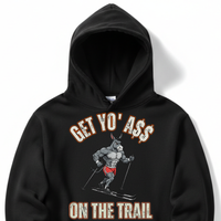 Load image into Gallery viewer, "Get Yo Ass" Cross Country Skiing - On The Trail 02 - Lane Seven LS14001 Premium Hooded Sweatshirt