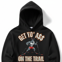 Load image into Gallery viewer, "Get Yo Ass" Cross Country Skiing - On The Trail 03 - Lane Seven LS14001 Premium Hooded Sweatshirt