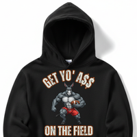 Load image into Gallery viewer, "Get Yo Ass" Football - On The Field 02 - Lane Seven LS14001 Premium Hooded Sweatshirt