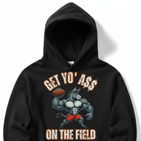 Load image into Gallery viewer, "Get Yo Ass" Football - On The Field 06 - Lane Seven LS14001 Premium Hooded Sweatshirt