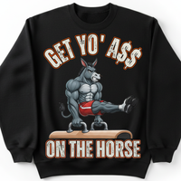 Load image into Gallery viewer, "Get Yo Ass" Gymnastics - On The Horse 01 - Gildan 18000 Crewneck Sweatshirt