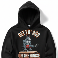 Load image into Gallery viewer, "Get Yo Ass" Gymnastics - On The Horse 01 - Lane Seven LS14001 Premium Hooded Sweatshirt