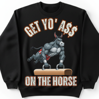 Load image into Gallery viewer, "Get Yo Ass" Gymnastics - On The Horse 02 - Gildan 18000 Crewneck Sweatshirt