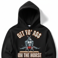 Load image into Gallery viewer, "Get Yo Ass" Gymnastics - On The Horse 03 - Lane Seven LS14001 Premium Hooded Sweatshirt