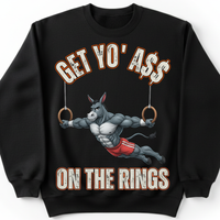 Load image into Gallery viewer, "Get Yo Ass" Gymnastics - On The Rings 01 - Gildan 18000 Crewneck Sweatshirt