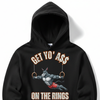 Load image into Gallery viewer, "Get Yo Ass" Gymnastics - On The Rings 01 - Lane Seven LS14001 Premium Hooded Sweatshirt