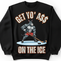 Load image into Gallery viewer, "Get Yo Ass" Hockey - On The Ice 01 - Gildan 18000 Crewneck Sweatshirt