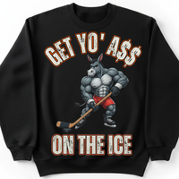 Load image into Gallery viewer, "Get Yo Ass" Hockey - On The Ice 02 - Gildan 18000 Crewneck Sweatshirt