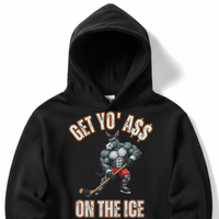 Load image into Gallery viewer, "Get Yo Ass" Hockey - On The Ice 02 - Lane Seven LS14001 Premium Hooded Sweatshirt