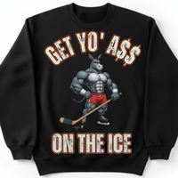 Load image into Gallery viewer, "Get Yo Ass" Hockey - On The Ice 03 - Gildan 18000 Crewneck Sweatshirt