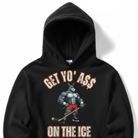 Load image into Gallery viewer, "Get Yo Ass" Hockey - On The Ice 03 - Lane Seven LS14001 Premium Hooded Sweatshirt