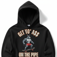 Load image into Gallery viewer, "Get Yo Ass" Skateboarding - On The Pipe 01 - Lane Seven LS14001 Premium Hooded Sweatshirt