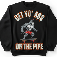 Load image into Gallery viewer, "Get Yo Ass" Skateboarding - On The Pipe 02 - Gildan 18000 Crewneck Sweatshirt