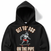 Load image into Gallery viewer, "Get Yo Ass" Skateboarding - On The Pipe 02 - Lane Seven LS14001 Premium Hooded Sweatshirt