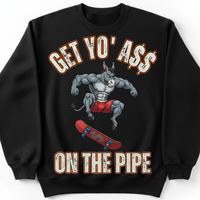 Load image into Gallery viewer, "Get Yo Ass" Skateboarding - On The Pipe 03 - Gildan 18000 Crewneck Sweatshirt