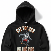 Load image into Gallery viewer, "Get Yo Ass" Skateboarding - On The Pipe 04 - Lane Seven LS14001 Premium Hooded Sweatshirt