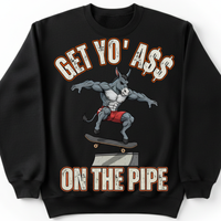 Load image into Gallery viewer, "Get Yo Ass" Skateboarding - On The Pipe 05 - Gildan 18000 Crewneck Sweatshirt