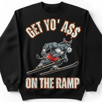 Load image into Gallery viewer, "Get Yo Ass" Ski Jumping - On The Ramp 02 - Gildan 18000 Crewneck Sweatshirt