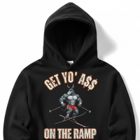 Load image into Gallery viewer, "Get Yo Ass" Ski Jumping - On The Ramp 03 - Lane Seven LS14001 Premium Hooded Sweatshirt