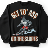 Load image into Gallery viewer, "Get Yo Ass" Snow Skiing - On The Slopes 01 - Gildan 18000 Crewneck Sweatshirt
