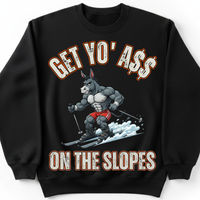 Load image into Gallery viewer, "Get Yo Ass" Snow Skiing - On The Slopes 02 - Gildan 18000 Crewneck Sweatshirt