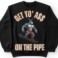 Load image into Gallery viewer, "Get Yo Ass" Snowboarding - On The Pipe 01 - Gildan 18000 Crewneck Sweatshirt